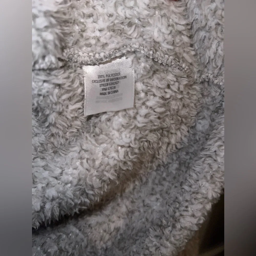 Francesca’s Cozy Fuzzy Pajama Lounge Set Grey Pink Pom Pom Hoodie Size M/S